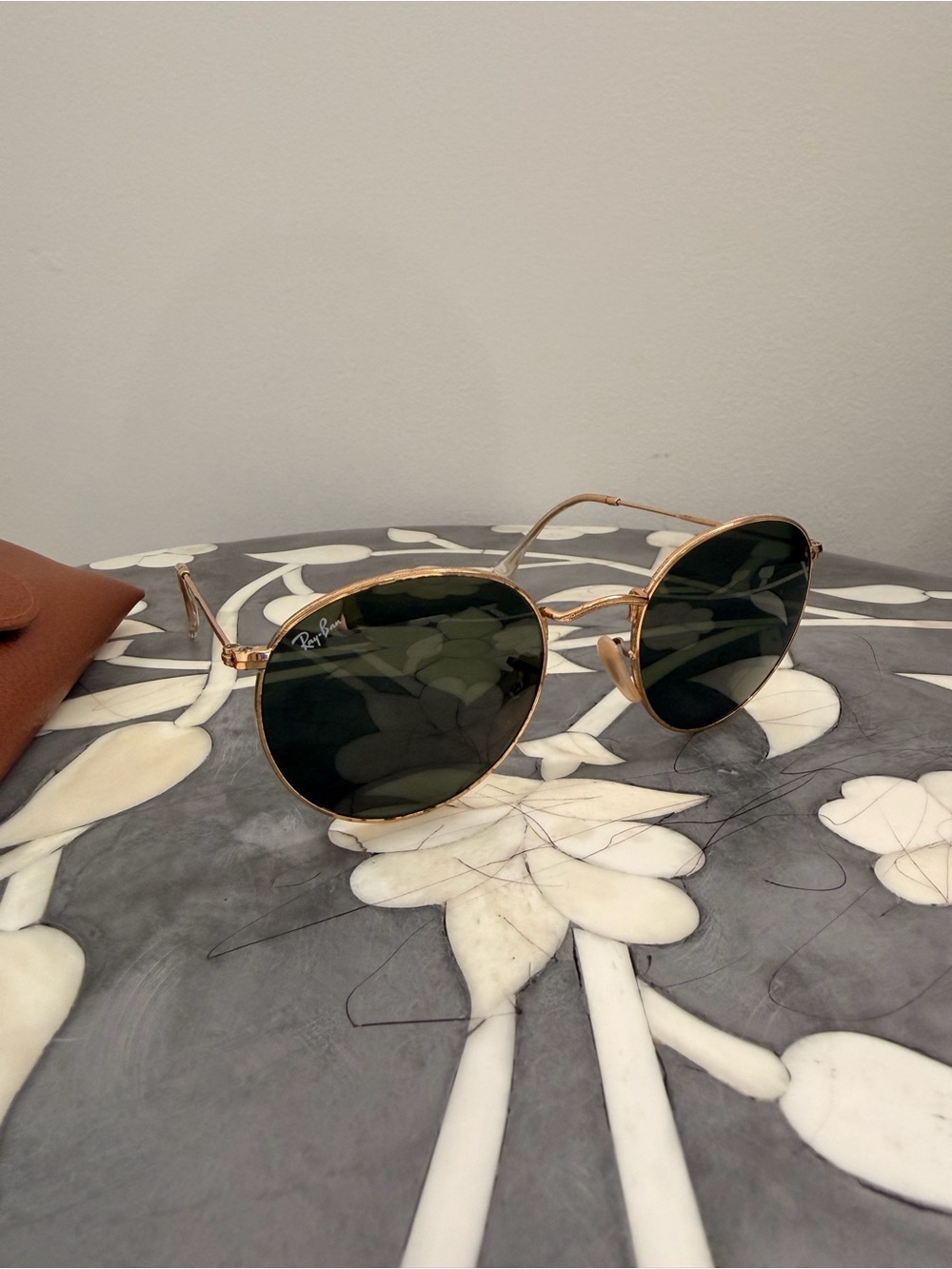 Ray-Ban Gold Frame Sunglasses with Dark Green Lenses